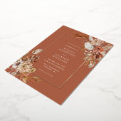 秋のエレガント水彩フローラの結婚フォイルインビ 箔招待状 (回転した状態)