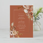秋のエレガント水彩フローラの結婚フォイルインビ 箔招待状 (立ち正面)