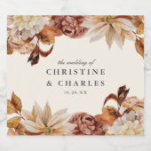 秋のエレガント水彩フローラ |結婚のビール ビールラベル (シングルラベル)