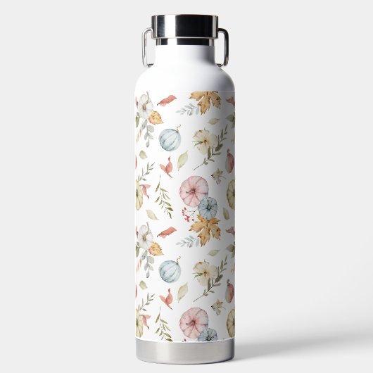 秋のエレガント水彩模様 ウォーターボトル (正面)