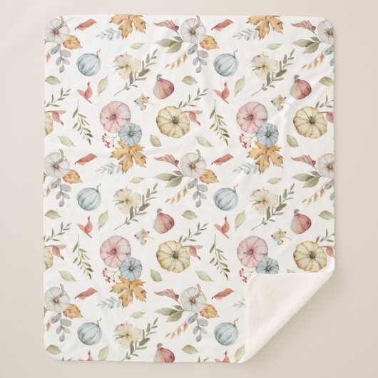 秋のエレガント水彩模様 シェルパブランケット (正面)