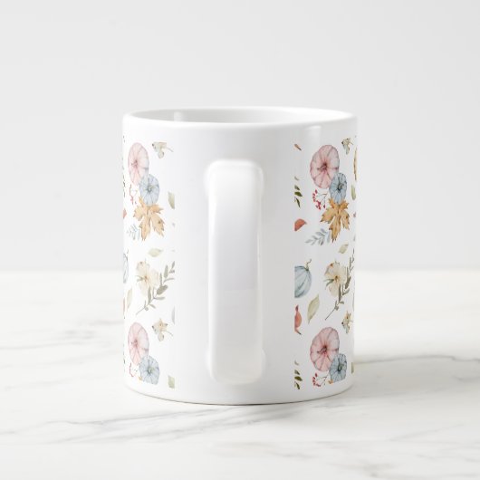 秋のエレガント水彩模様 ジャンボコーヒーマグカップ (裏面)