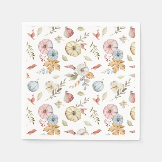 秋のエレガント水彩模様 スタンダードカクテルナプキン (正面)