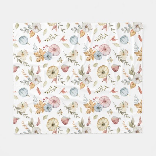 秋のエレガント水彩模様 フリースブランケット (正面(横))