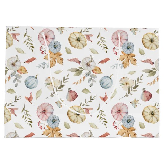 秋のエレガント水彩模様 ラージペーパーバッグ (裏面)