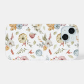 秋のエレガント水彩模様 iPhone 15ケース (裏面横)