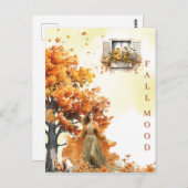 秋のエレガント水彩落ち離れて秋気分 ポストカード (正面/裏面)