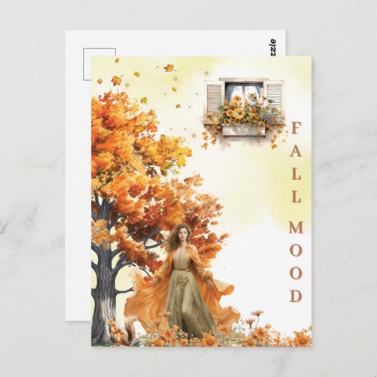 秋のエレガント水彩落ち離れて秋気分 ポストカード (正面/裏面)