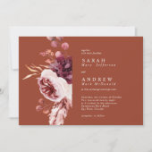 秋のエレガント水色テラコッタ結婚ズ 招待状 (正面)