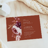 秋のエレガント水色テラコッタ結婚ズ 招待状