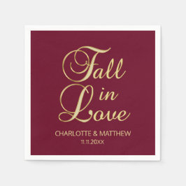 秋のエレガント秋インラブブルゴーニュ結婚ズ スタンダードカクテルナプキン