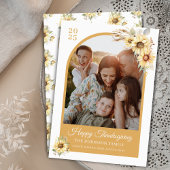 秋のエレガント秋フラワーアーチハッピーサンクスギビング シーズンカード