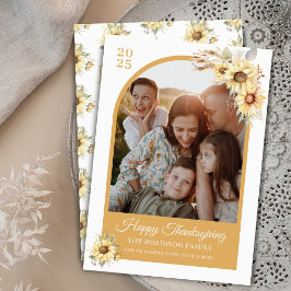 秋のエレガント秋フラワーアーチハッピーサンクスギビング シーズンカード