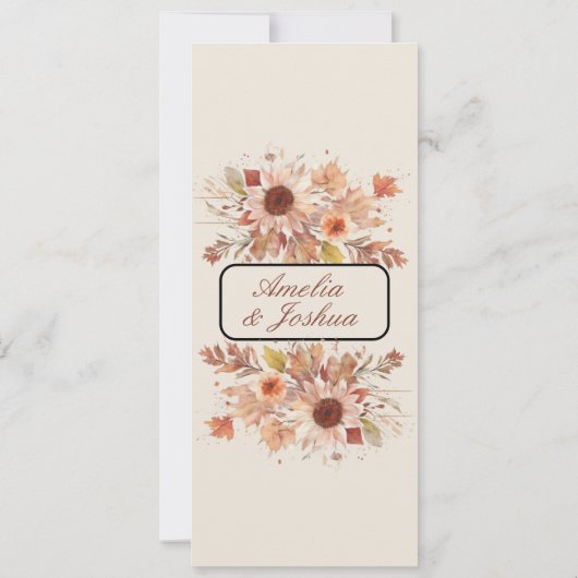 秋のエレガント秋フローラウォーター結婚カラー 招待状 (裏面)