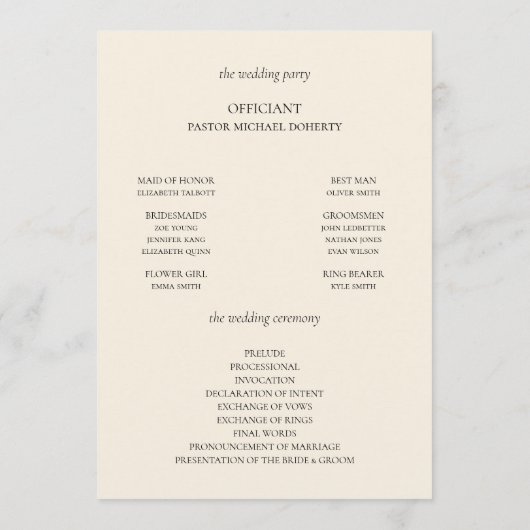 秋のエレガント秋フローラフラップ結婚式 プログラム (裏面)