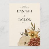 秋のエレガント秋フローラフラップ結婚式 プログラム (正面)