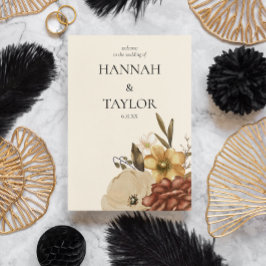 秋のエレガント秋フローラフラップ結婚式 プログラム