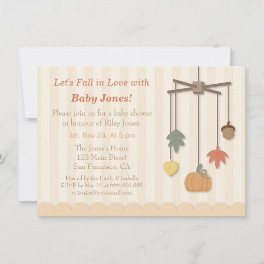 秋のエレガント秋ベビーシャワー招待状 招待状 (正面)