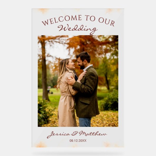 秋のエレガント秋水の色の写真へようこそ アクリルサイン (正面)