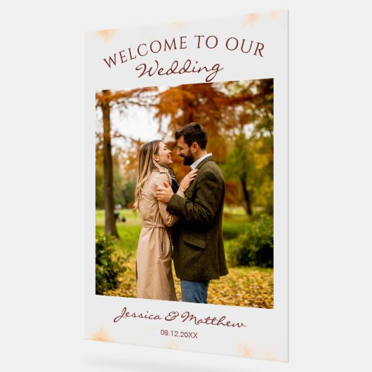 秋のエレガント秋水の色の写真へようこそ アクリルサイン (傾斜)