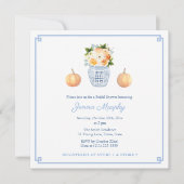 秋のエレガント花模様ジンジャージャーブライダルシャワー 招待状 (正面)