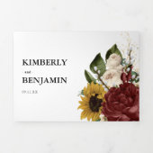 秋のエレガント花模様3イン1三つ結婚折 三つ折り招待状 (カバー)