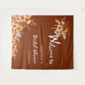 秋のエレガント錆びフローラブライダルシャワー タペストリー (正面(横))