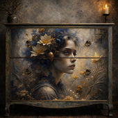 秋のエンチャントレスフローラ金ゴールドブルーデコパージュ 薄葉紙