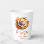 秋のオシャレなカップルシャワー 紙コップ (裏面)