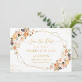 秋のオレンエレガントジ金ゴールドフローラトレンディー幾何学的 セーブザデート (スタンド正面)