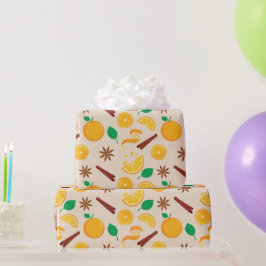 秋のオレンジとシナモンスティック継ぎ目のない秋 ラッピングペーパー