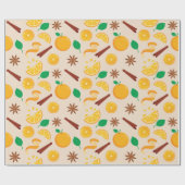 秋のオレンジとシナモンスティック継ぎ目のない秋 ラッピングペーパー (フラット)