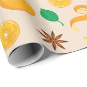 秋のオレンジとシナモンスティック継ぎ目のない秋 ラッピングペーパー (ロールコーナー)