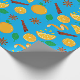 秋のオレンジとスターアニスのシームレスな感謝祭 ラッピングペーパー