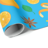 秋のオレンジとスターアニスのシームレスな感謝祭 ラッピングペーパー (ロールコーナー)