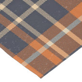 秋のオレンジと青のチェック付きプレイド ロングテーブルランナー (コーナー)
