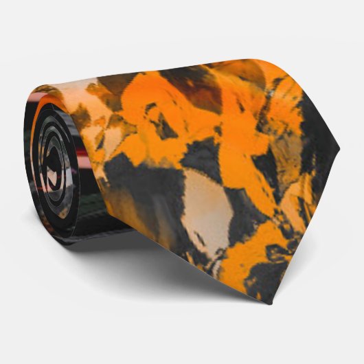 秋のオレンジと黒のネックタイ ネクタイ (ロール)