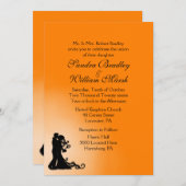 秋のオレンジと黒の美し結婚さ 招待状 (正面/裏面)