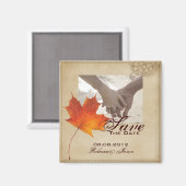 秋のオレンジの紅葉結婚式の日付を保存 マグネット (正面/裏面)