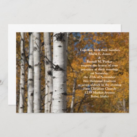 秋のオレンジの結婚式招待状の《植物》アスペンの細道 招待状 (正面/裏面)