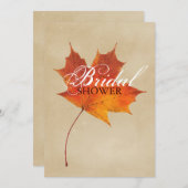 秋のオレンジはブライダルシャワー葉の恋に落ちます 招待状 (正面/裏面)