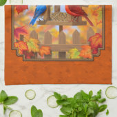 秋のオレンジを採集する給餌機 キッチンタオル (折り畳み)