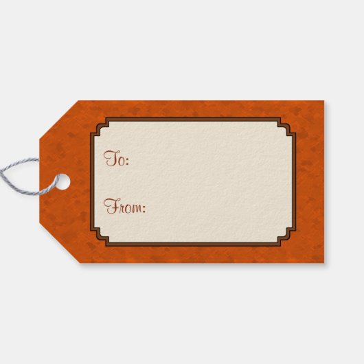 秋のオレンジを採集する給餌機 ギフトタグ (裏面横)