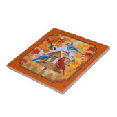 秋のオレンジを採集する給餌機 タイル (側面)