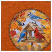 秋のオレンジを採集する給餌機 ファブリック (クローズアップ)