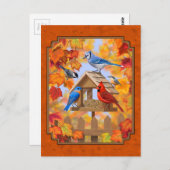 秋のオレンジを採集する給餌機 ポストカード (正面/裏面)