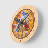 秋のオレンジを採集する給餌機 ラウンド壁時計 (傾斜)