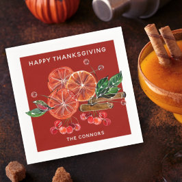 秋のオレンジスライスのシナモンが赤く染まる スタンダードカクテルナプキン