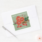 秋のオレンジスライスシナモンスティックパーソナライズされた スクエアシール (封筒)