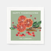 秋のオレンジスライスシナモンスティック スタンダードカクテルナプキン (正面)